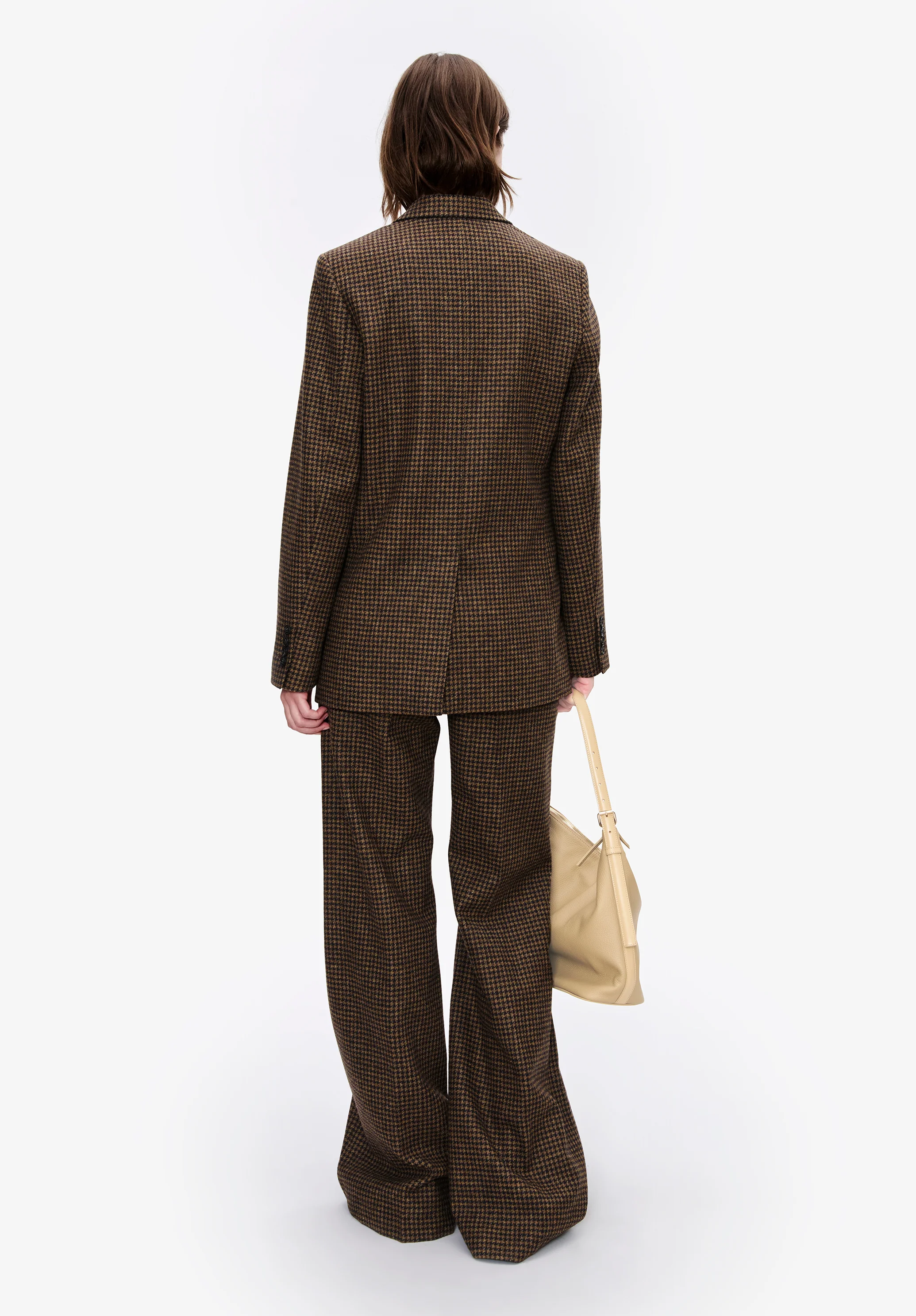 Straight-leg houndstooth trousers with permanent crease - Image 3