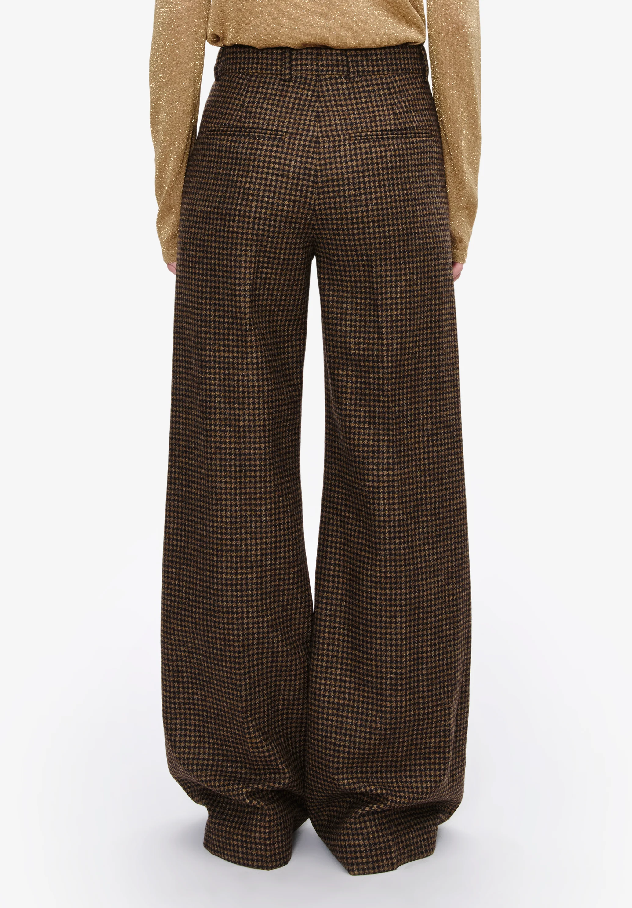 Straight-leg houndstooth trousers with permanent crease - Image 5